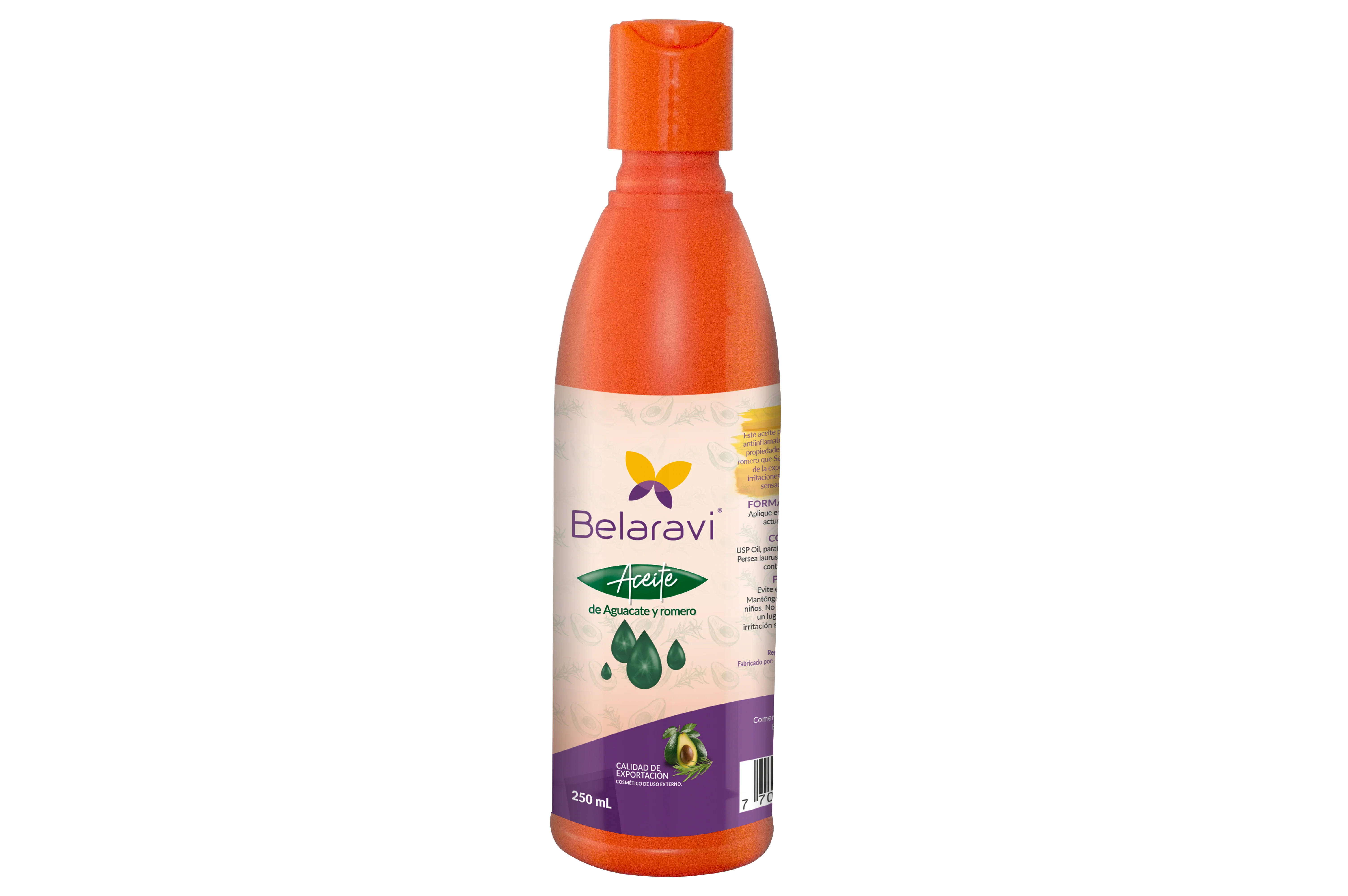 ACEITE CORPORAL AGUACATE Y ROMERO 250 ML - BELARAVI