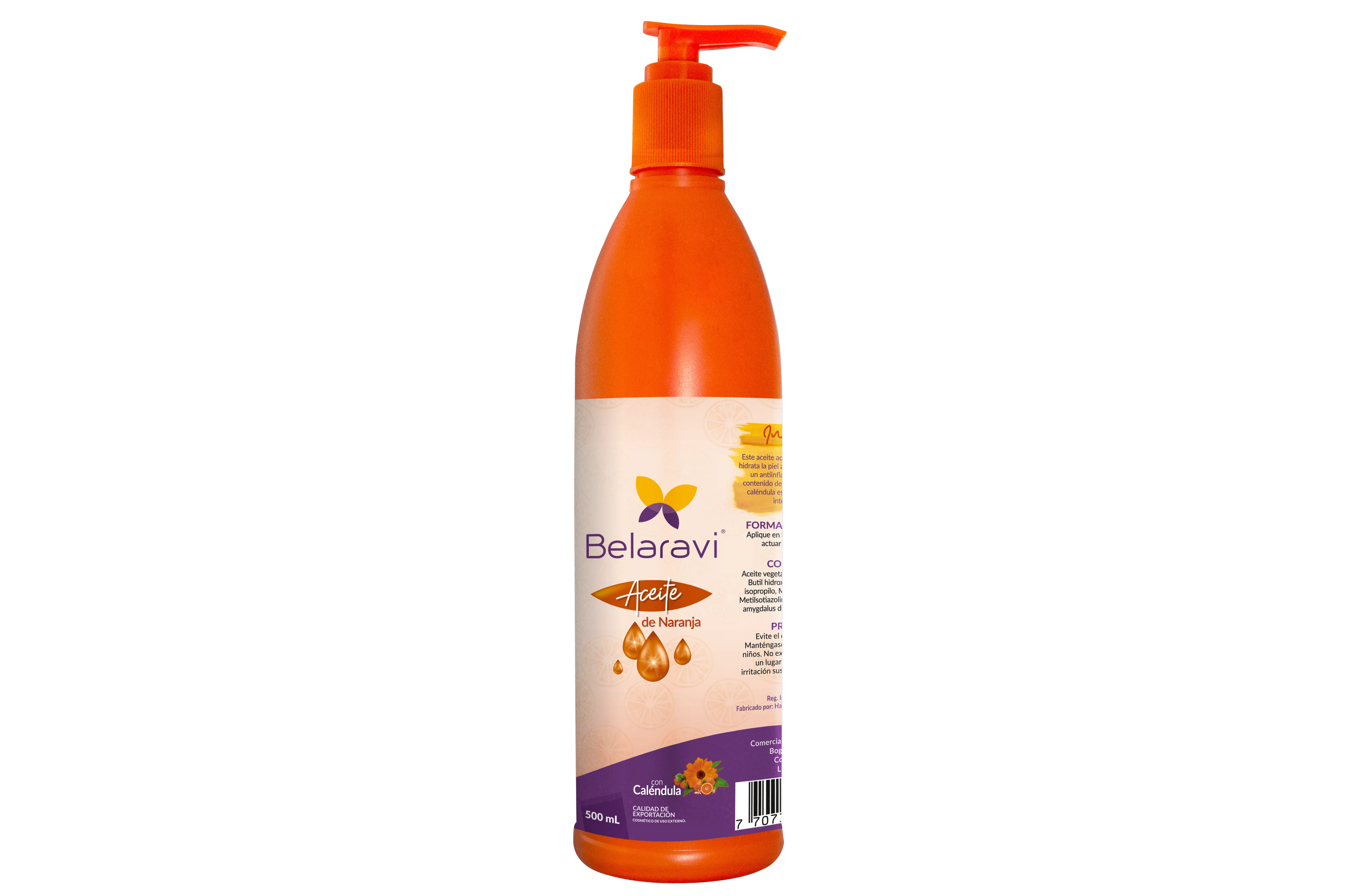 ACEITE CORPORAL NARANJA CON CALENDULA 500 ML - BELARAVI