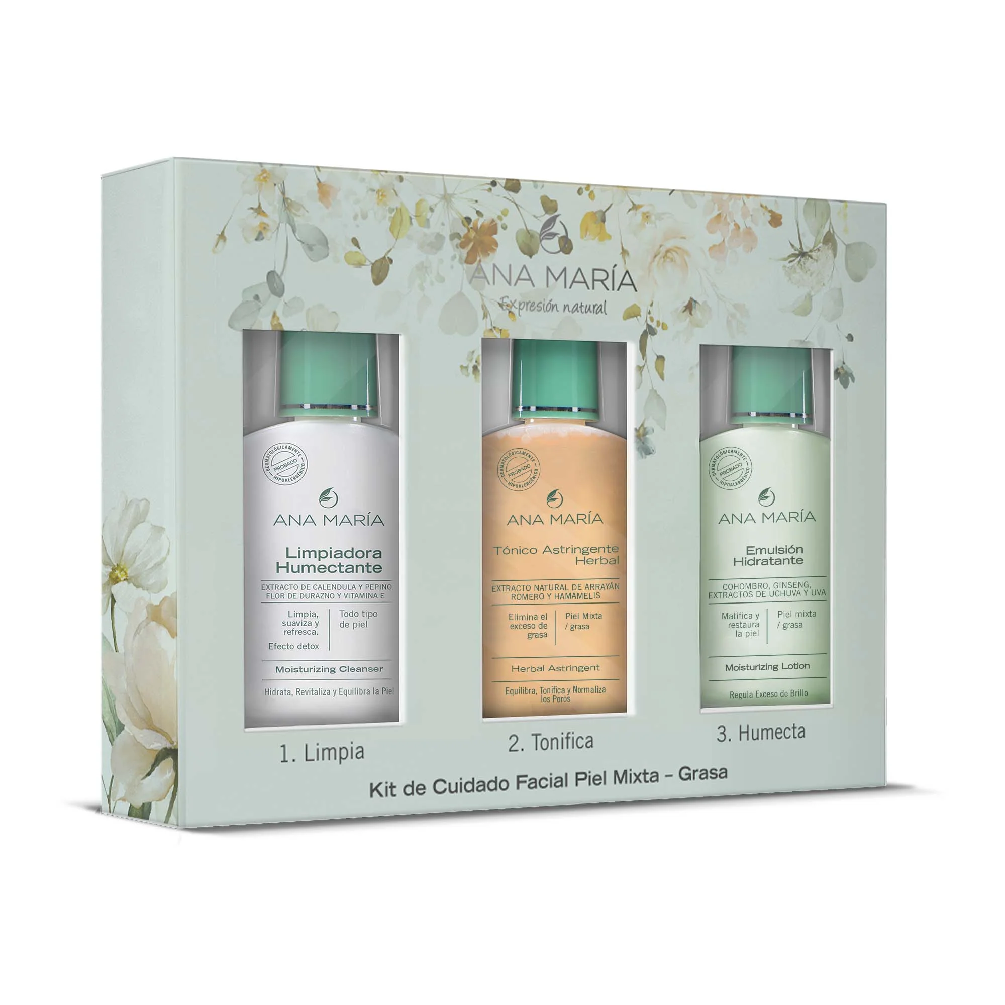 KIT CUIDADO FACIAL PARA PIEL MIXTA A GRASA - ANA MARIA