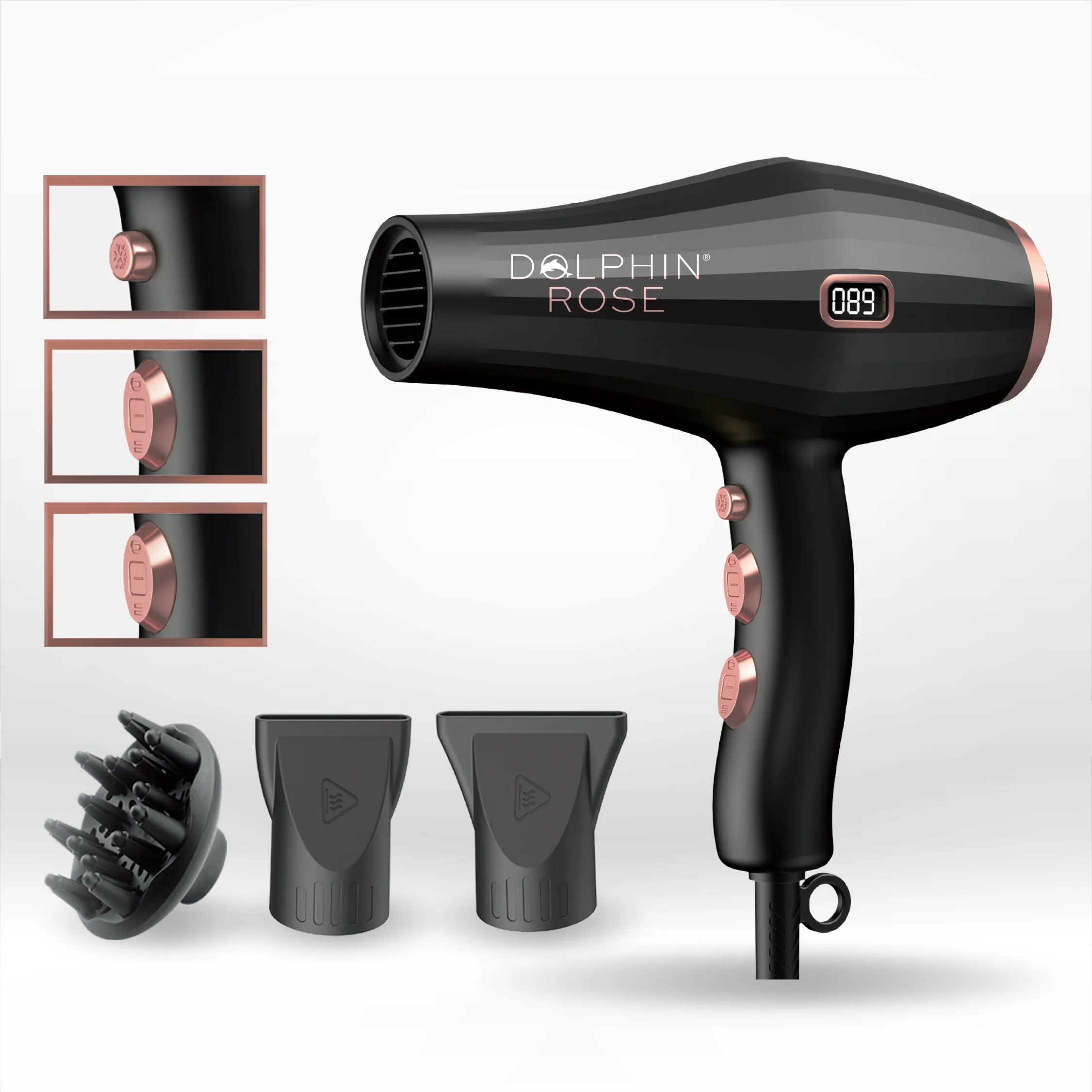 SECADOR PROFESIONAL DIGITAL NEGRO - DOLPHIN ROSE - Image 2